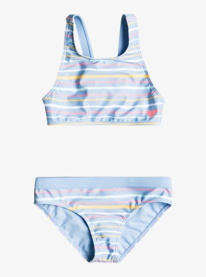 0 Girls 2-7 Stripy Wave Crop Top Bikini Set Purple ERLX203145 Roxy