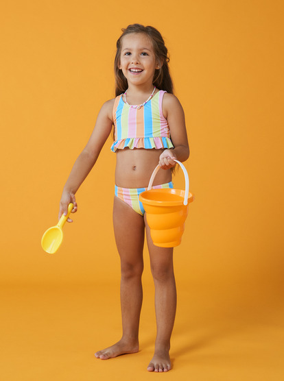 7 Girl's 4-16 Colors Of The Sun Two Piece Crop Top Bikini Set For Girls Blue ERLX203182 Roxy