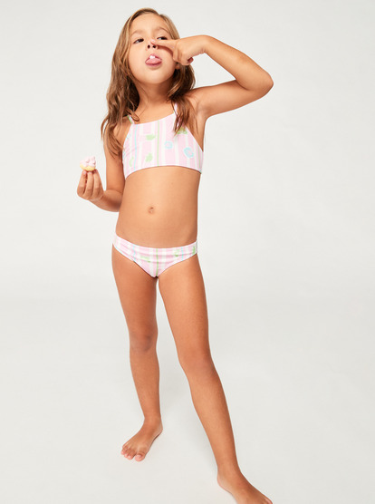 6 Girls 2-7 Pineapple Line Crop Top Two-Piece Bikini Set Pink ERLX203193 Roxy