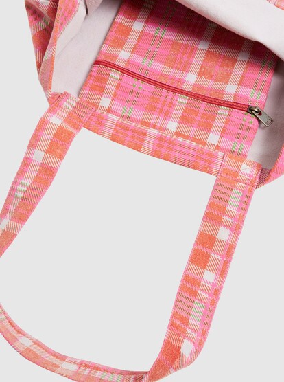 4 Tartan Times 24L Tote Bag Orange URJBT03047 Roxy
