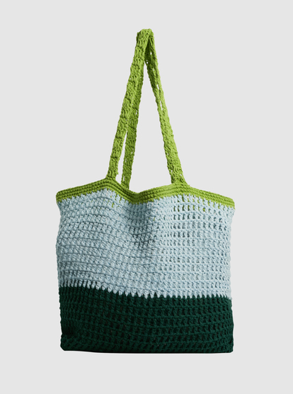 4 High Fi Knit - Crochet Tote Bag for Women Blue URJBT03048 Roxy