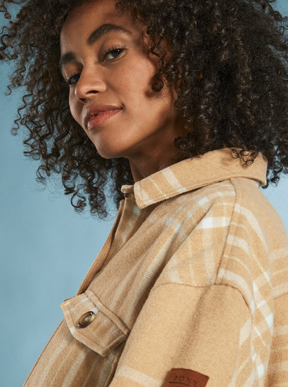 6 Womens Check The Swell Chequered Blanket Coat Brown URJJK03022 Roxy
