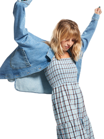11 Womens Our Love Shacket Denim Jacket Blue URJJK03027 Roxy
