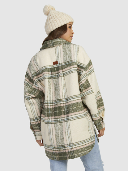 2 Womens Checking It Out Overshirt Style Coat Beige URJJK03028 Roxy
