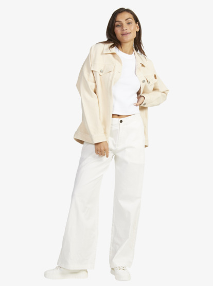 1 Womens The Ocean Is Calling Denim Jacket Beige URJJK03039 Roxy