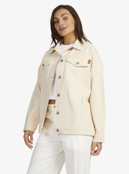 3 Womens The Ocean Is Calling Denim Jacket Beige URJJK03039 Roxy