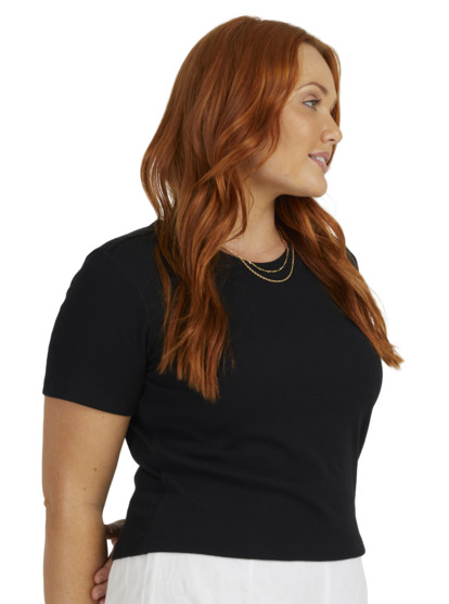 3 Womens Baseline Cropped T-Shirt Black URJKT03153 Roxy