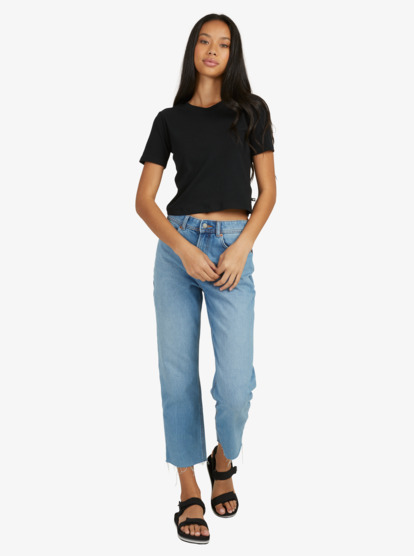 11 Womens Baseline Cropped T-Shirt Black URJKT03153 Roxy