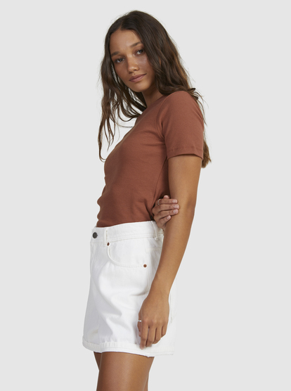 3 Womens Baseline Cropped T-Shirt Brown URJKT03153 Roxy