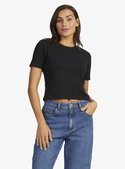 5 Womens Baseline Cropped T-Shirt Black URJKT03153 Roxy