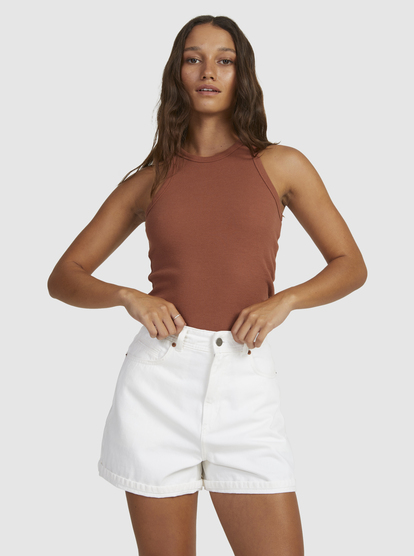 0 Womens Baseline Rib Knit Vest Top Brown URJKT03177 Roxy