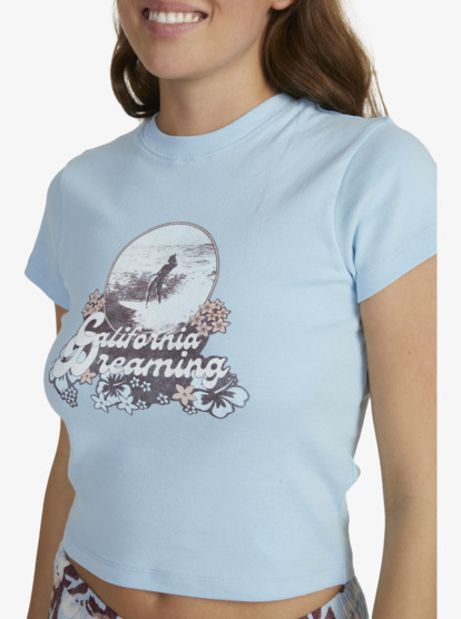 6 Womens Aloha Dreaming Fitted T-Shirt Blue URJKT03191 Roxy