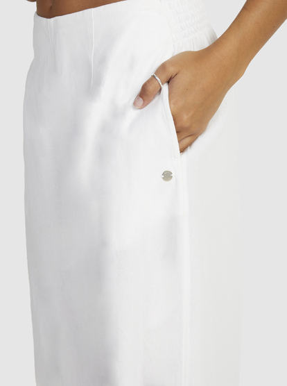 19 Womens Santorini Linen Trousers White URJNP03048 Roxy