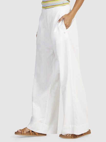 16 Womens Santorini Linen Trousers White URJNP03048 Roxy