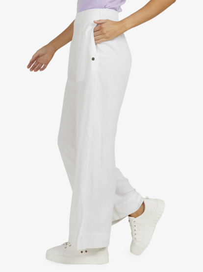 18 Womens Santorini Linen Trousers White URJNP03048 Roxy