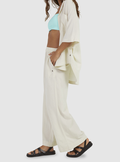 6 Womens Lekeitio Bay Cropped Palazzo Trousers Yellow URJNP03061 Roxy