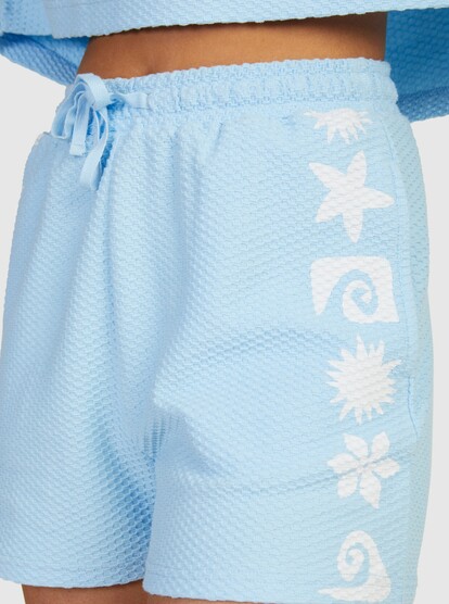 15 Womens Sideline Swing Elasticated Shorts Blue URJNS03060 Roxy