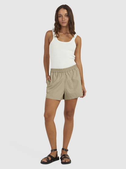 2 Womens Lekeitio Bay Elasticated Shorts Brown URJNS03064 Roxy