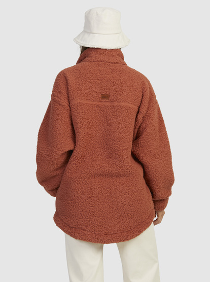 2 Womens Friday In Love Teddy Zip-Up Sherpa Jacket Brown URJPF03006 Roxy