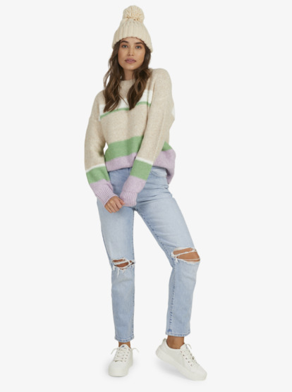 8 Womens Silent Saturday Crew Neck Sweater Purple URJSW03021 Roxy