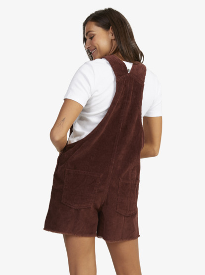 2 Womens Great Time Corduroy Dungaree Shorts Red URJWO03001 Roxy