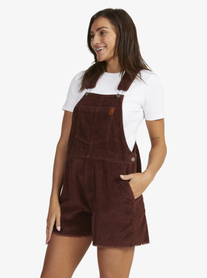 3 Womens Great Time Corduroy Dungaree Shorts Red URJWO03001 Roxy