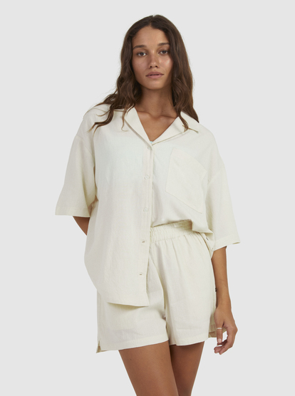 7 Womens Bisous Short Sleeve Shirt Yellow URJWT03108 Roxy
