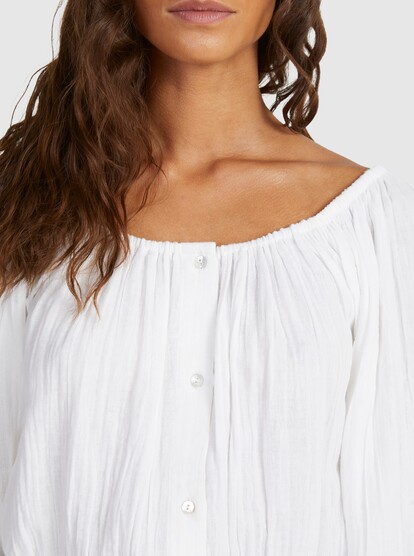 10 Womens Summer Sessions Long Sleeve Crop Top White URJWT03114 Roxy