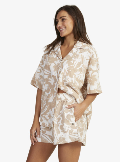 3 Womens Bisous Oversized Shirt Brown URJWT03119 Roxy