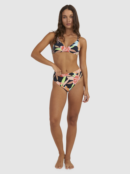 2 Womens Florette Mid Waist Bikini Bottoms Black URJX403073 Roxy
