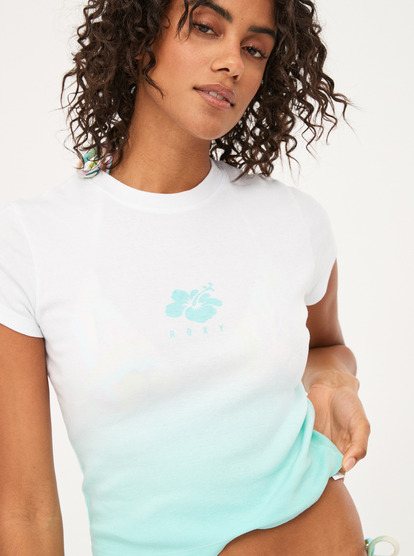 4 Womens Hibiscus Dip Cropped T-Shirt White URJZT03753 Roxy