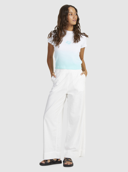 8 Womens Hibiscus Dip Cropped T-Shirt White URJZT03753 Roxy