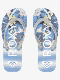 2 Girl's 4-16 Tahiti Flip-Flops Blue ARGL100279 Roxy