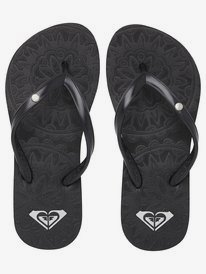 4 Girl's 4-16 Antilles Flip-Flops Black ARGL100282 Roxy