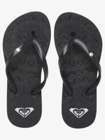 2 Girl's 4-16 Antilles Flip-Flops Black ARGL100282 Roxy