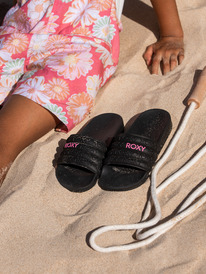 roxy, Girl's 4-16 Slippy Water-Friendly Sandals, BLACK (blk) Slippy - Slider Sandals for Girls ARGL100338