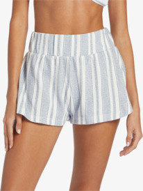 roxy, Drop A Wave Short Sweatshirt Shorts, SNOW WHITE BEACHSIDE STRIPE (xwwb) Drop A Wave - Sweat Shorts for Women ARJFB03102