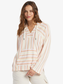 roxy, Wild And Free - Poncho Hoodie for Women, CORK SUNNY SIDE STRIPE (ckl3) Wild And Free - Poncho Hoodie for Women ARJFT04048
