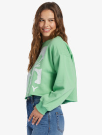 1 Morning Hike Crop A Crew Neck Sweatshirt Green ARJFT04157 Roxy