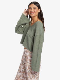 1 Made For You V-Neck Sweatshirt Green ARJFT04179 Roxy