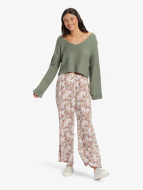 4 Made For You V-Neck Sweatshirt Green ARJFT04179 Roxy