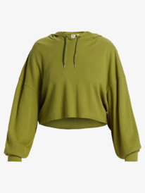 8 Chloe Kim Off Duty Crop Hoodie Pullover Sweatshirt Green ARJFT04184 Roxy