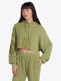 3 Chloe Kim Off Duty Crop Hoodie Pullover Sweatshirt Green ARJFT04184 Roxy