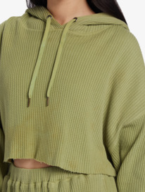 4 Chloe Kim Off Duty Crop Hoodie Pullover Sweatshirt Green ARJFT04184 Roxy