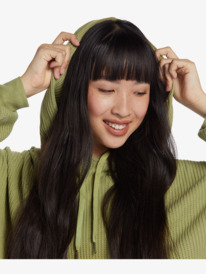 5 Chloe Kim Off Duty Crop Hoodie Pullover Sweatshirt Green ARJFT04184 Roxy