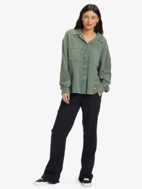 4 Off Duty Knit Shacket Overshirt Green ARJJK03069 Roxy