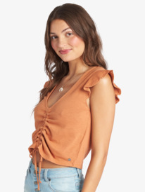 3 Flirty Vibe V-Neck Top Brown ARJKT03312 Roxy