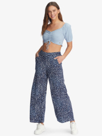 1 Flirty Walk Puff Sleeve Crop Top Blue ARJKT03380 Roxy