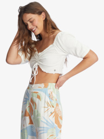 3 Flirty Walk Puff Sleeve Crop Top  ARJKT03380 Roxy