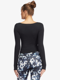 7 Flirty Run Ruched Long Sleeve Sports Top Black ARJKT03390 Roxy